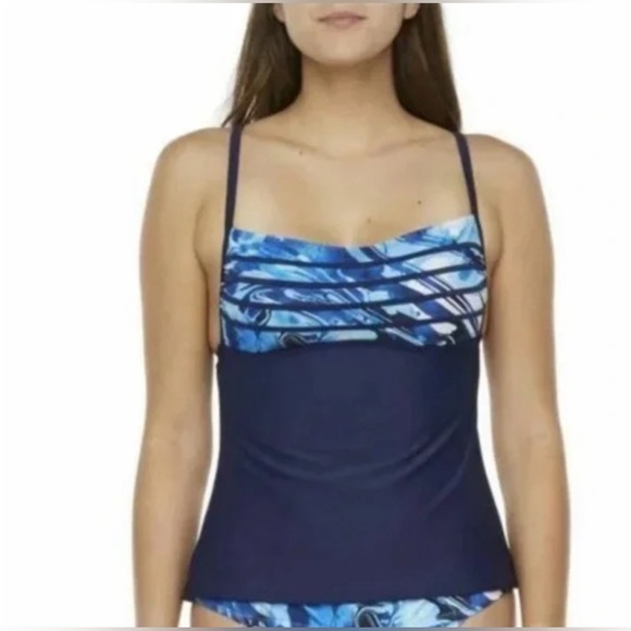 Peyton and Parker Womens Small Navy Tankini Swim Top Adjustable Straps NWT - Picture 2 of 8